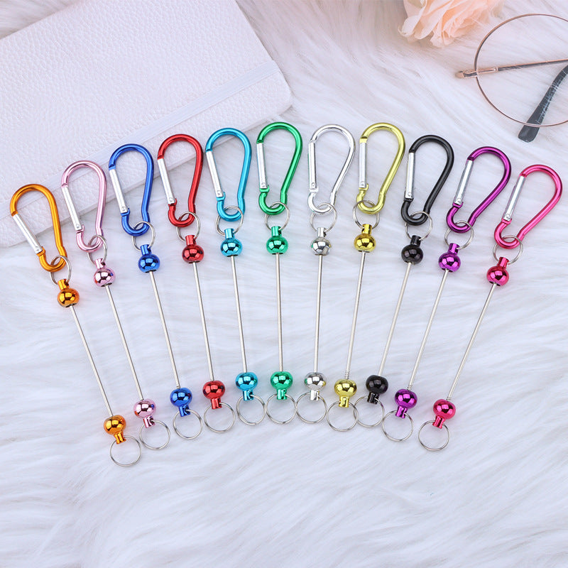 Wholesale 10pcs Beadable Keychains Carabiner D-Shaped Lock Buckle ACC-KC-JinBN001