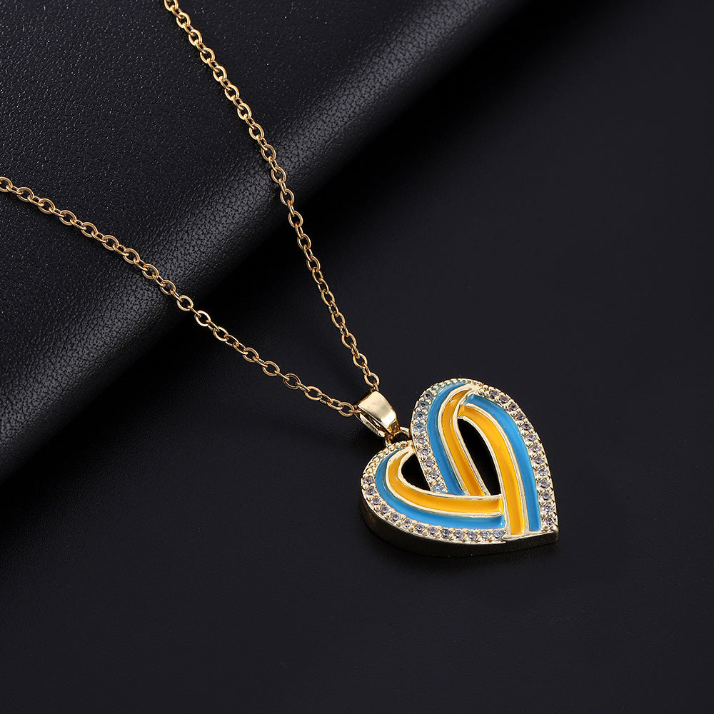 Wholesale Oil Dripping Love Heart Moon Copper Necklaces ACC-NE-SY005