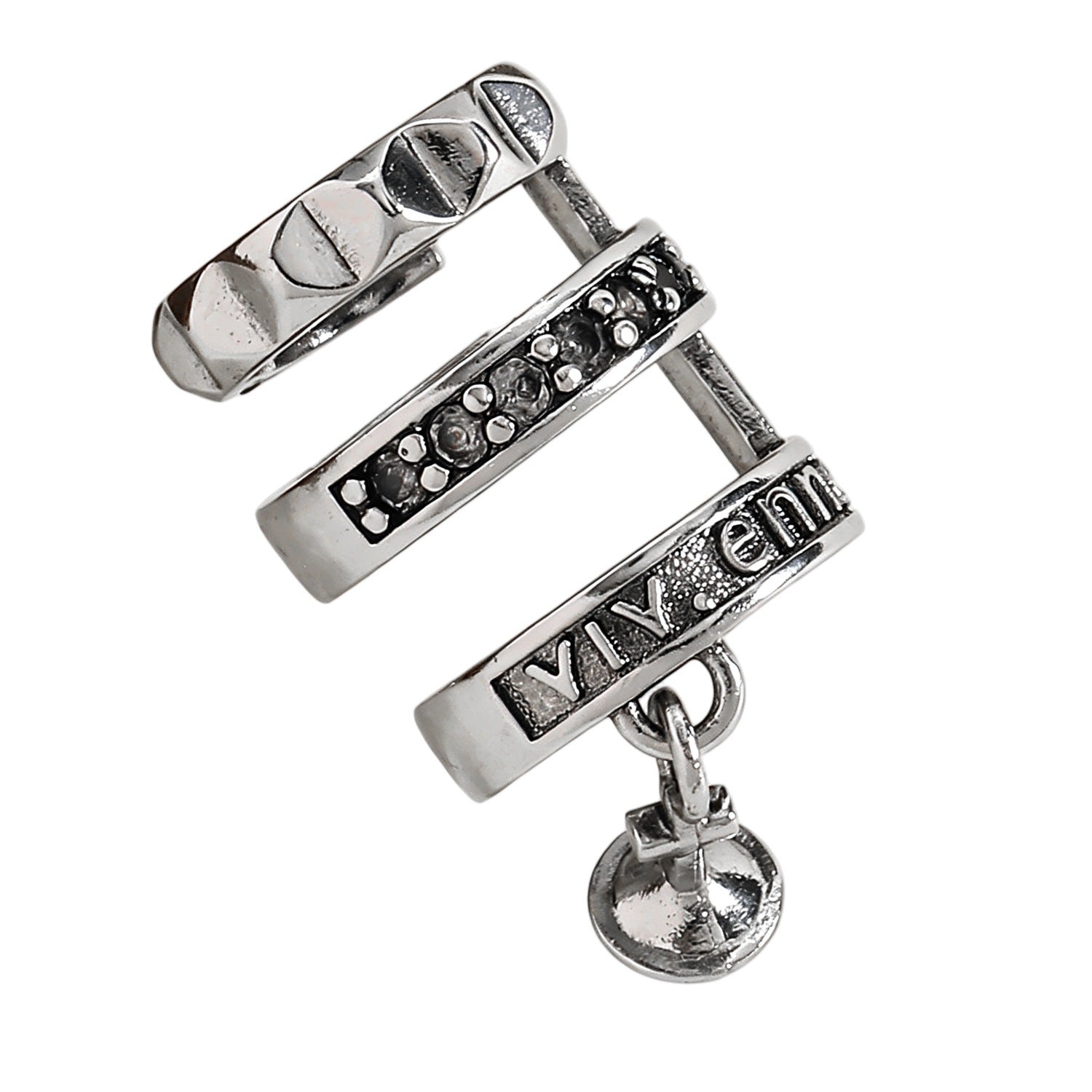 Wholesale Vintage Distressed Multi Layer Ear Clip Cross Pendant Punk Rhinestone Letter Ear Cuff For Women Fashion Jewelry Accessory Gift