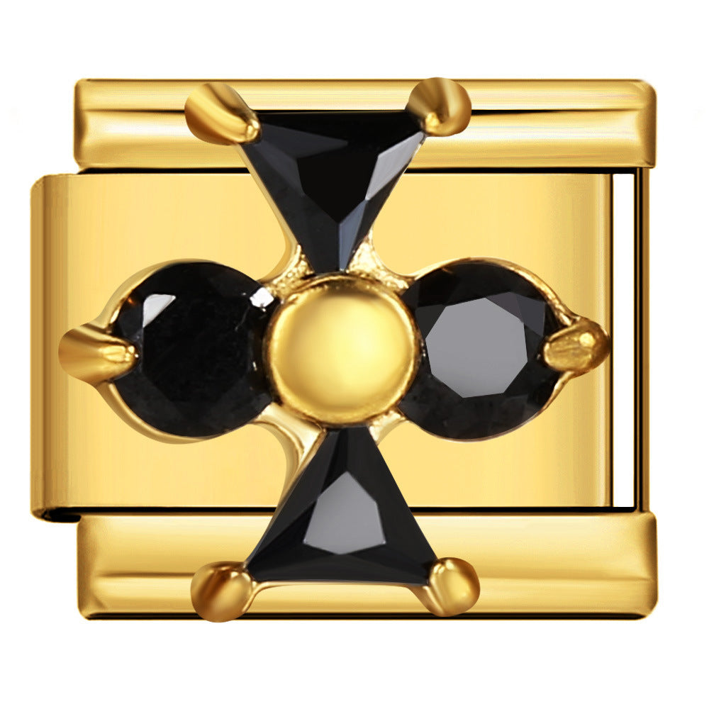 Wholesale 5pcs Italian Charm Bracelet 9mm DIY Splicing Black Gold Stainless Steel Composable Bracelet