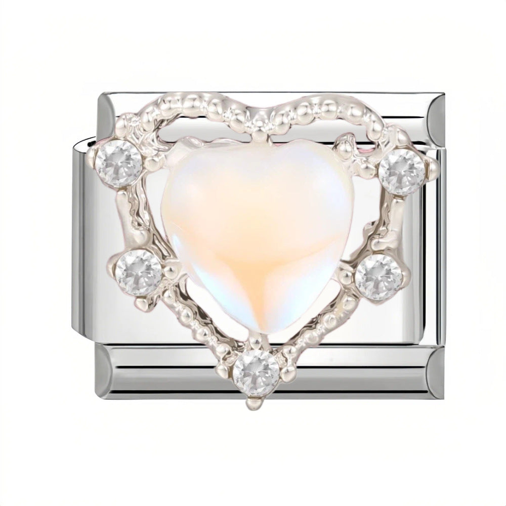 Wholesale Titanium Steel DIY Jewelry Charms Heart Flower Design Craft Supply For Couples