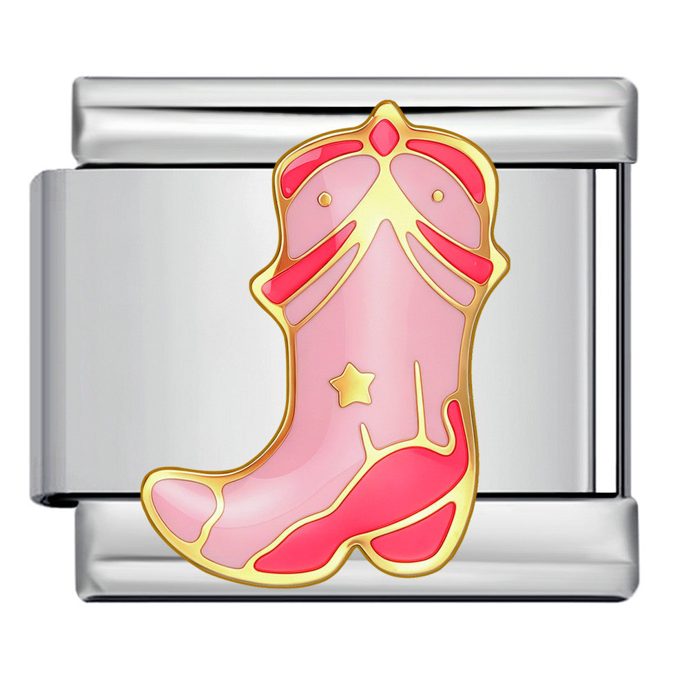 Wholesale Pink Western Cowboy Theme Stainless Steel Modular DIY Bracelet Jewelry Accessory For Party Gift Boutique Resale