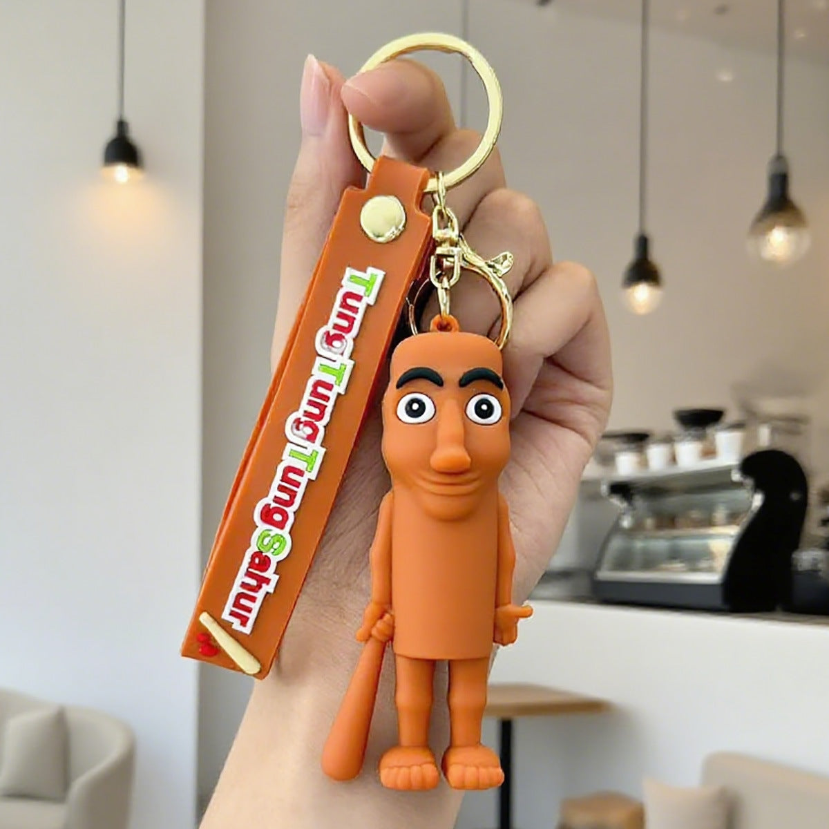 Portachiavi all'ingrosso astratto divertente bastone di legno uomo bigfoot albero bambola ciondolo pendente