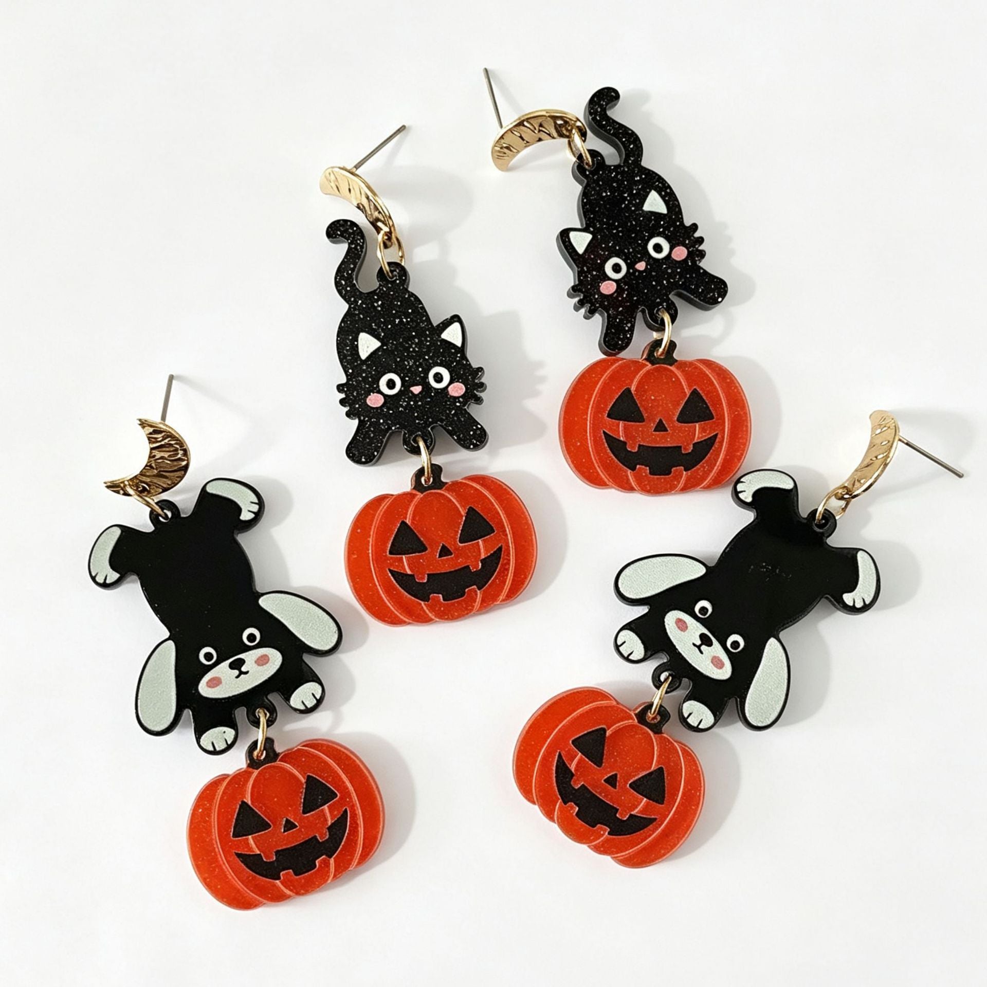 Wholesale  Acrylic Earrings For Women Cute Puppy Black Cat Pumpkin Theme Party Jewelry Accessory For Resale
