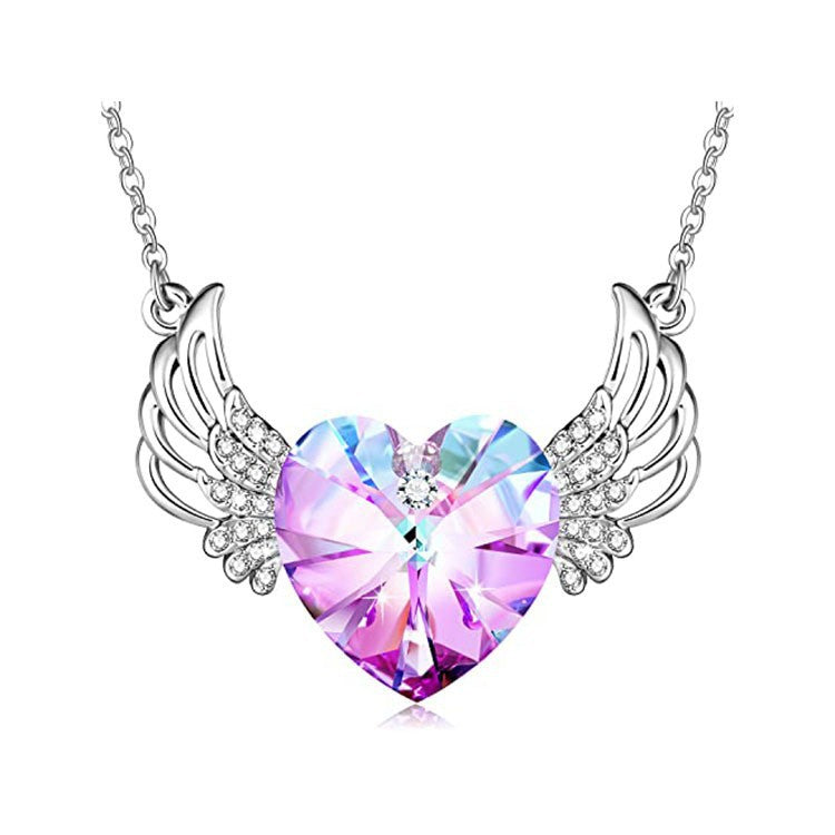 Wholesale Fashion Crystal Pendant Angel Wings Diamond Crystal Necklace