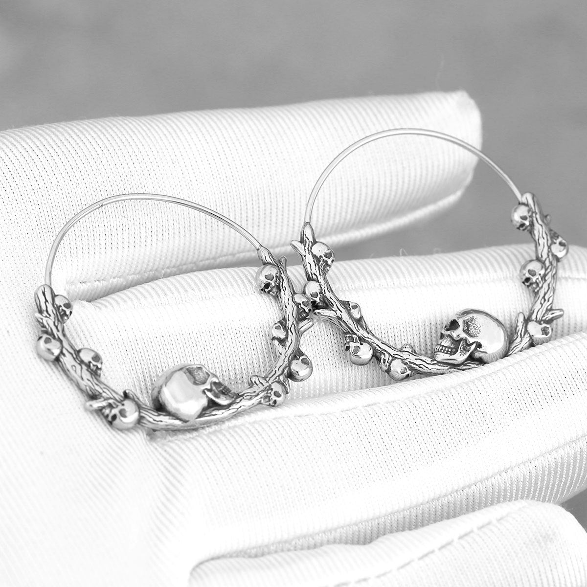 Wholesale Stainless Steel Skull Hoop Earrings