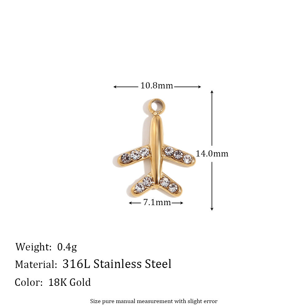 Wholesale Mini Simple Stainless Steel Pendant 18K Gold Plated Pendant Micro-inlaid Color Diamond Heart Shaped Geometric Pendant ACC-PT-MengJ001