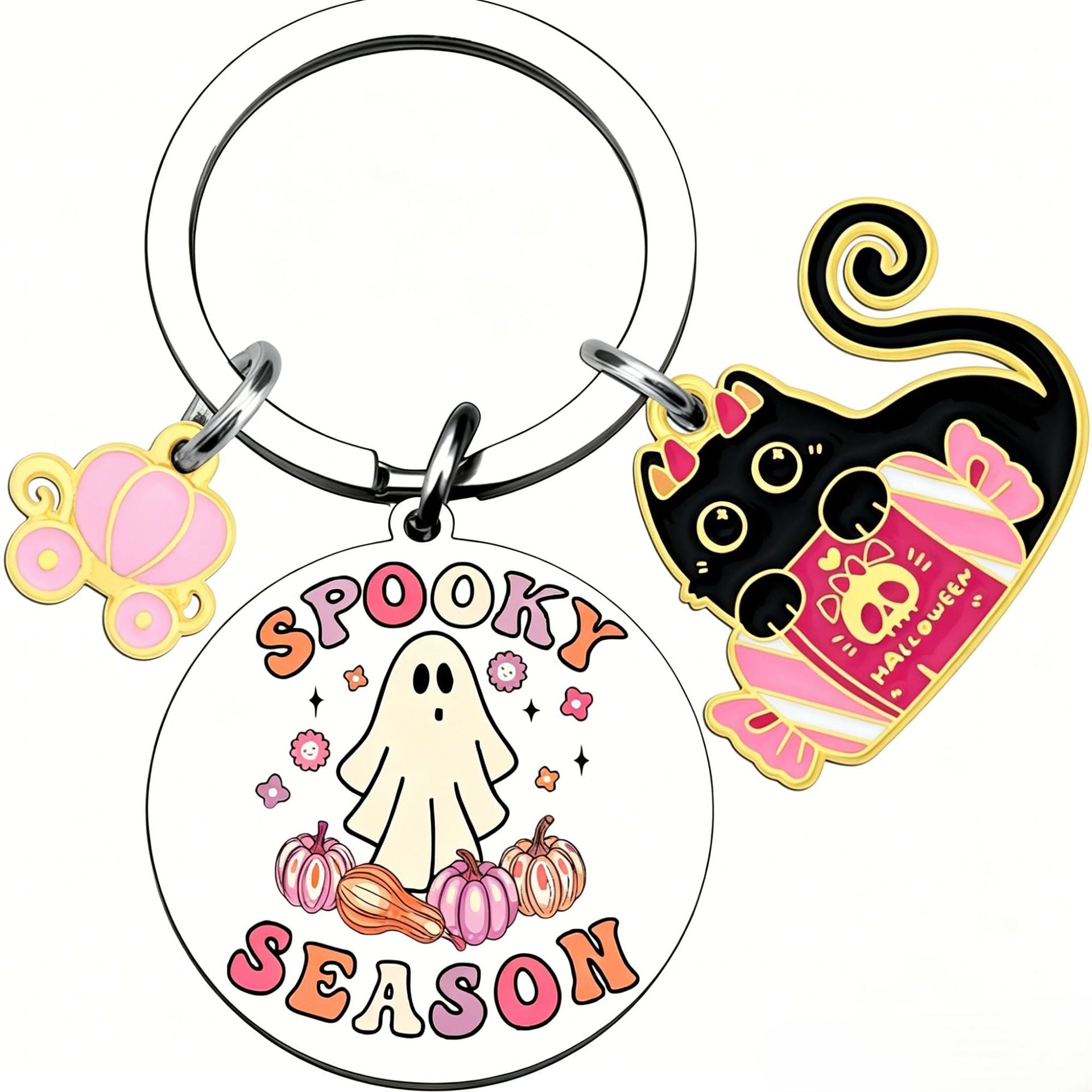 Wholesale  Ghost Pattern Stainless Steel Keychain Decorative Accessory for Party Gifts