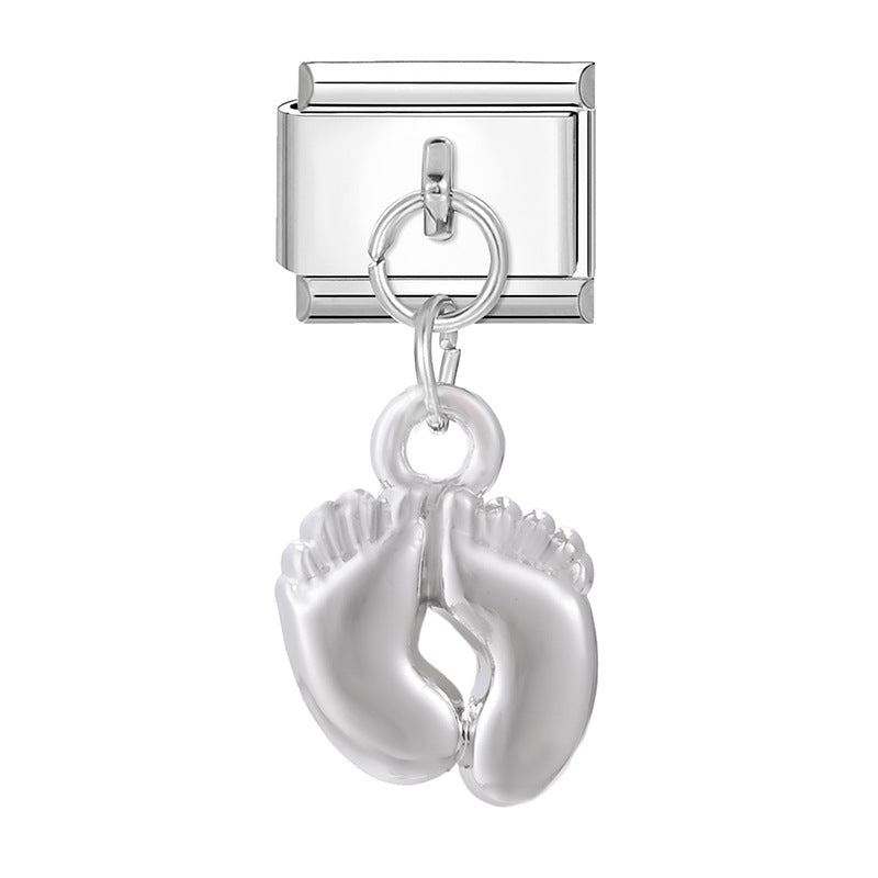 Wholesale 9mm Italian Charm Starter Bracelets DIY Heart Pendant Stainless Steel Composable Bracelet