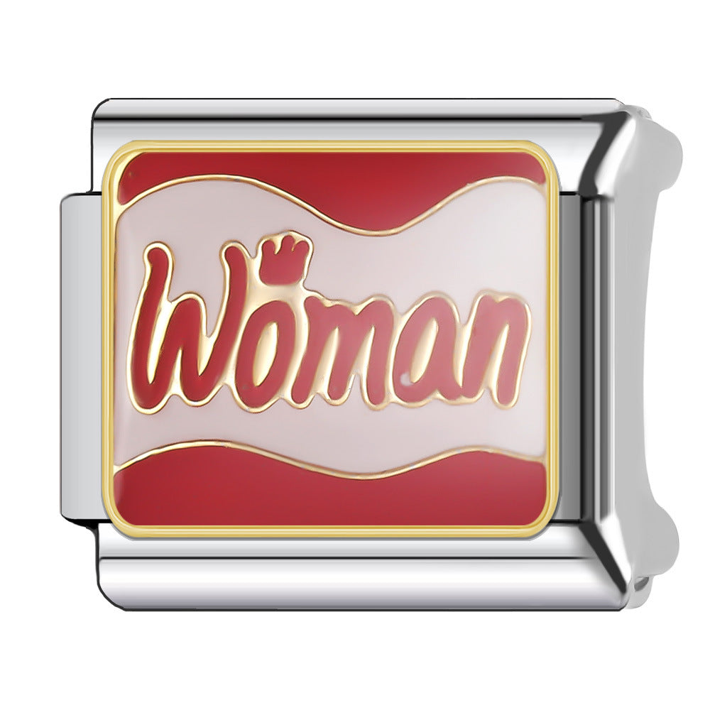 Wholesale Italian Charm Bracelet 9mm DIY Splicing Red Female Series Stainless Steel Composable Bracelet