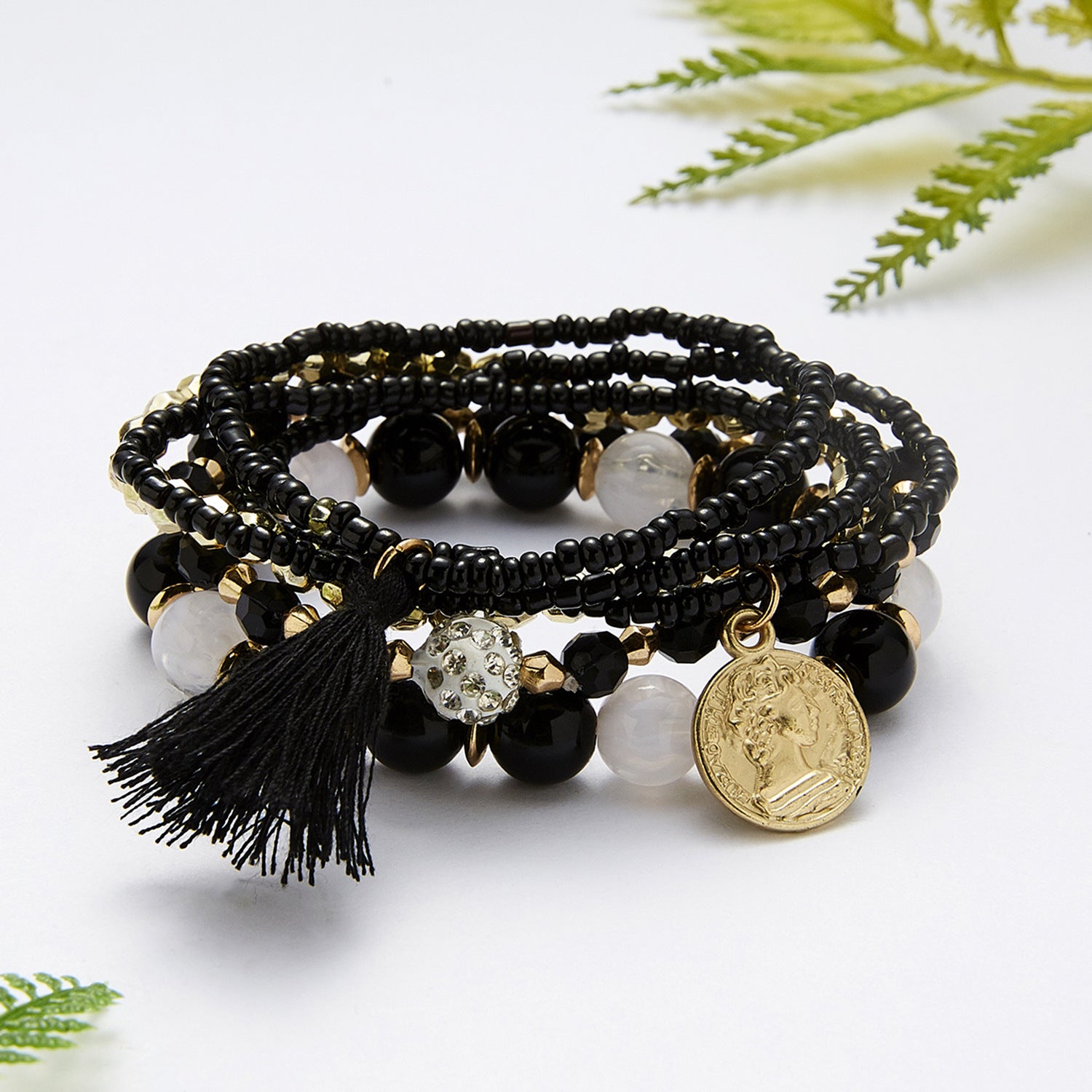 Wholesale  Bohemian Beaded Bracelet suit Wings Tassel  Bodhi Beads Rice Beads Multi-layer Bracelet