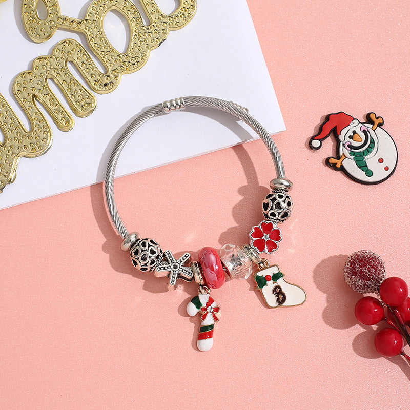 Wholesale Stainless Steel Christmas DIY Beaded Crystal Bracelet  ACC-BT-QingLian006