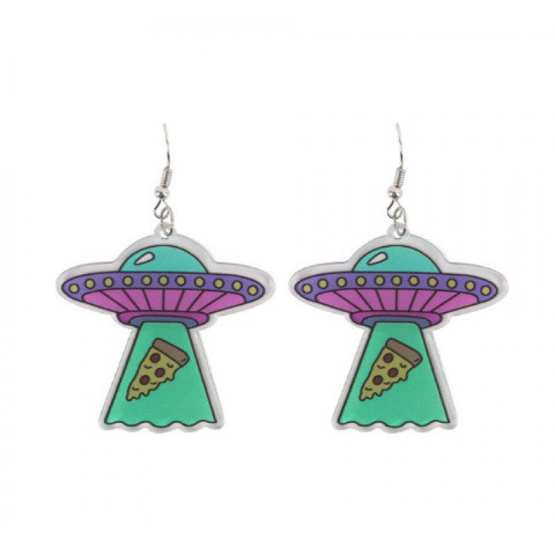 Wholesale Acrylic Cartoon UFO Alien Spaceship Acrylic Earrings