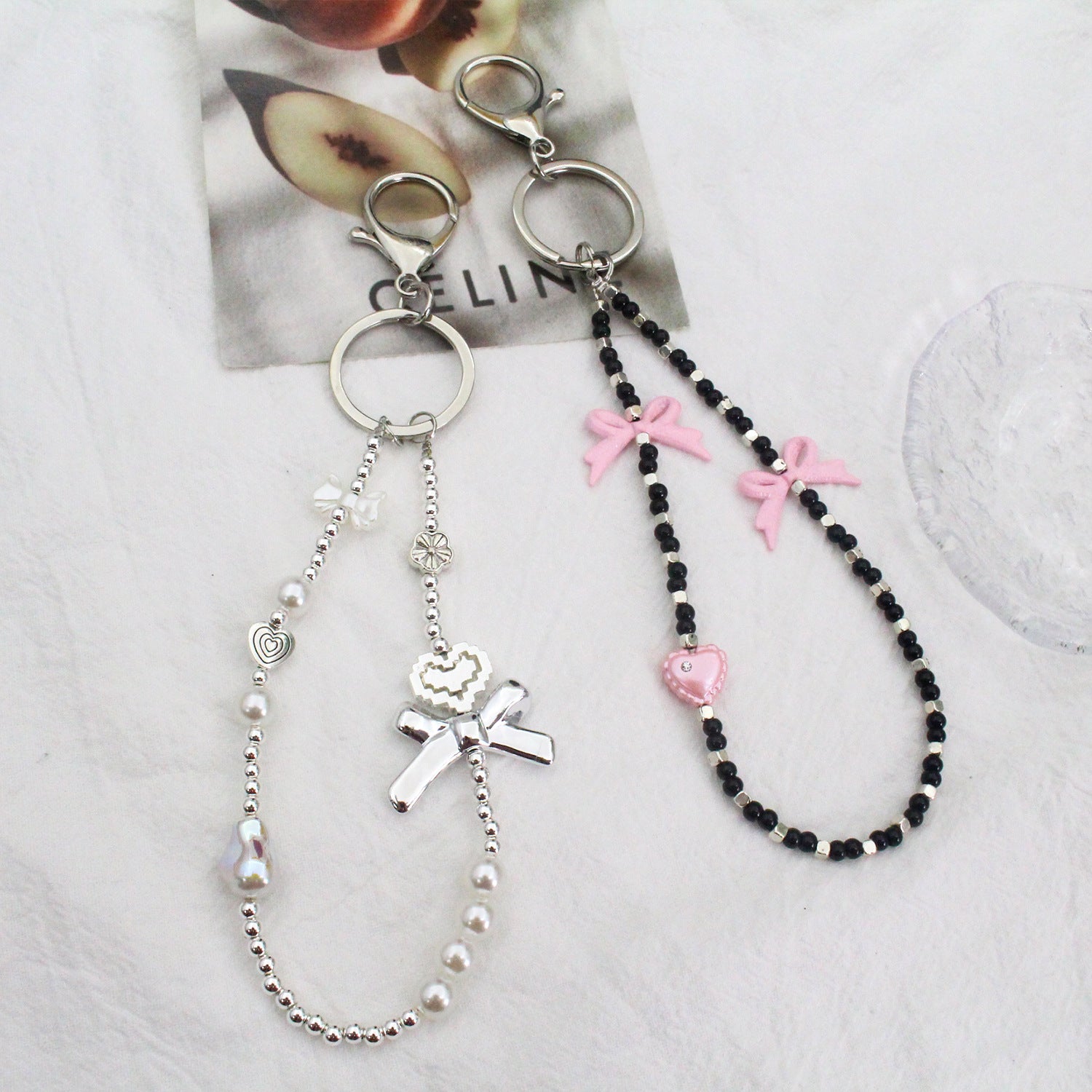 Wholesale Bow Beaded Lanyard Keychains ACC-KC-Jiuxing002