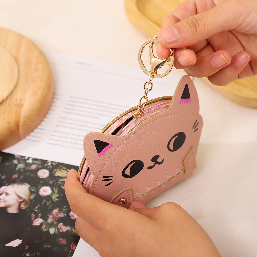 Wholesale Cartoon Cat Zipper Mini PU Coin Purse Keychain Keychain Wallet ACC-KC-GuoRan004