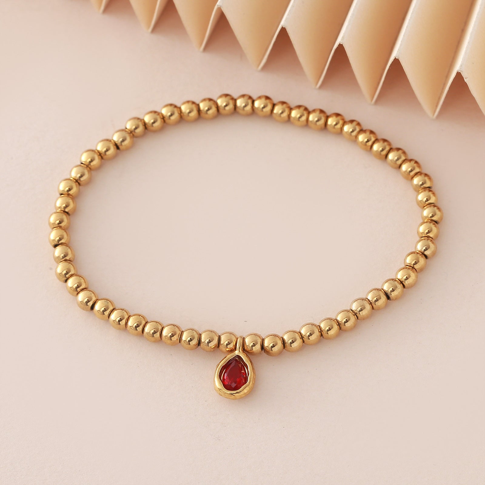 Wholesale Stainless steel birthstone colored zircon round bead chain