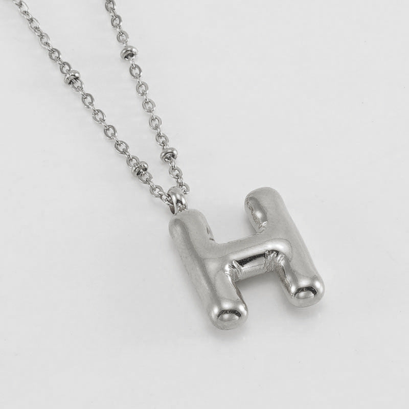 Wholesale  bubble letter necklace 18K stainless steel English letter pendant jewelry
