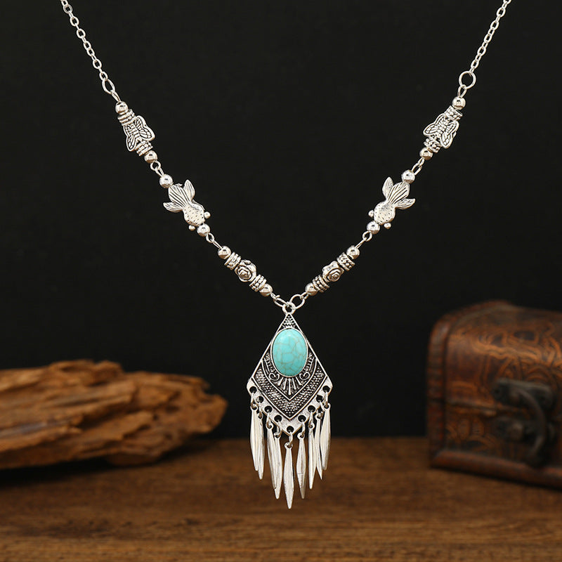 Wholesale Ethnic Style Tassel Vintage Necklace ACC-NE-Luox002