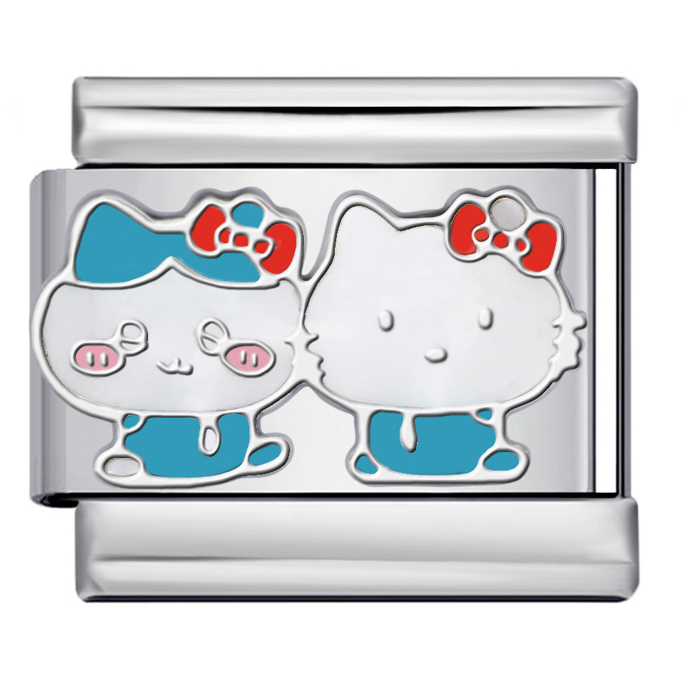 Wholesale Italian Charm Bracelet 9mm DIY Splicing Cute Cartoon Stainless Steel Composable Bracelet