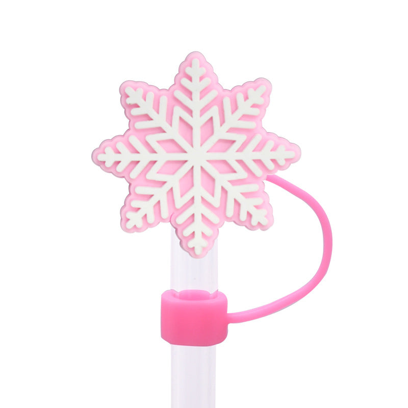 Wholesale Random 100pcs Snowflake Series 8/10mm PVC Soft Straw Tube Cap