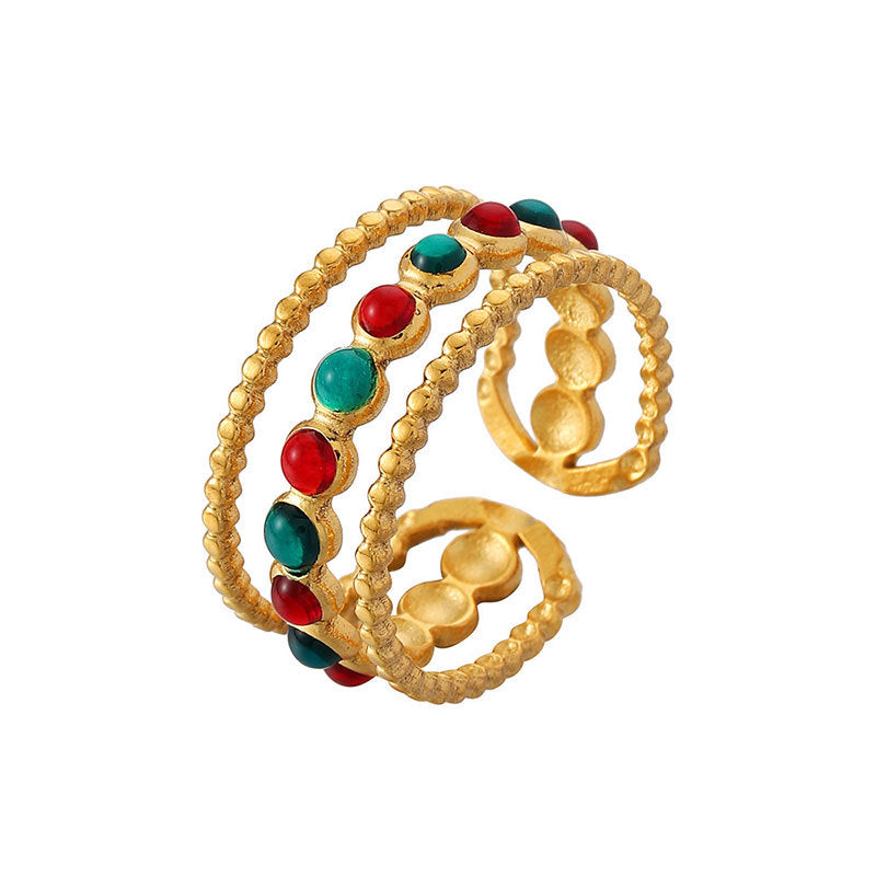 Wholesale stainless steel open hollow dot drop oil color ring