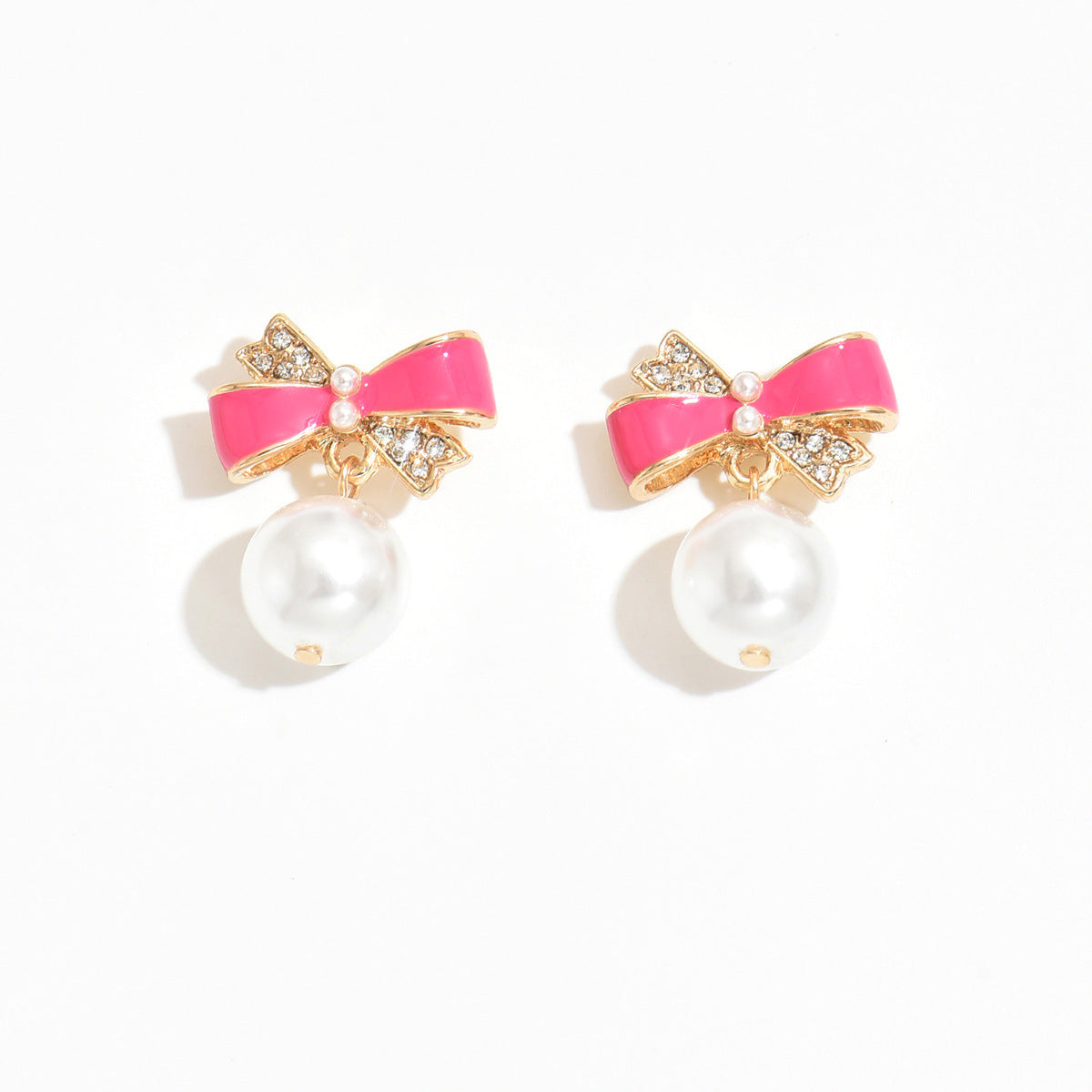 Wholesale  Bow Drop Oil Earrings