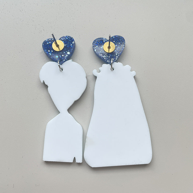 Wholesale Halloween Ghost Bride Creative Acrylic Asymmetric Earrings