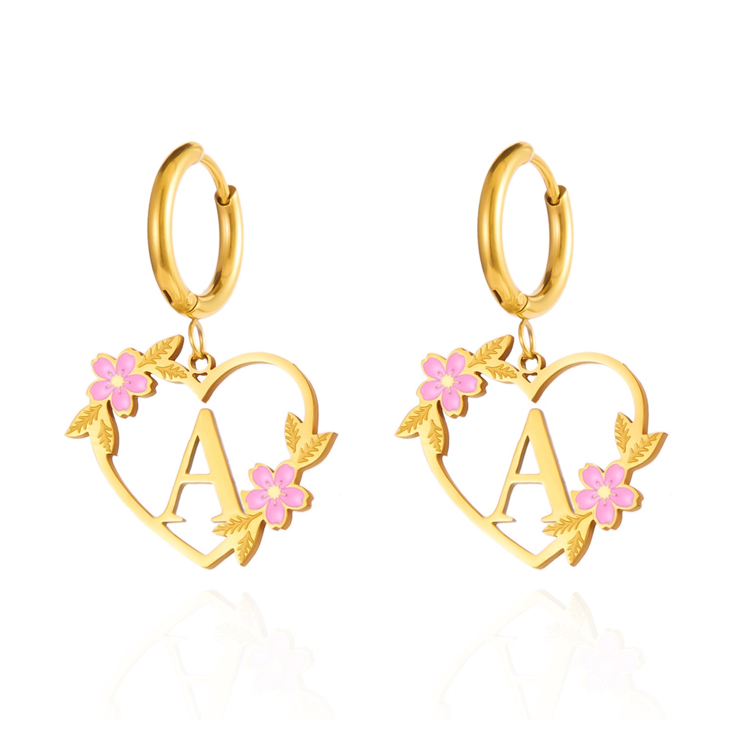 Wholesale Luxury Cut Out Stainless Steel 26 English Letter Earrings