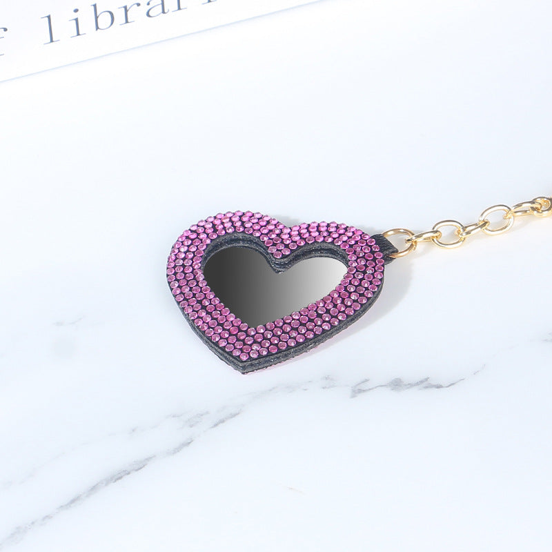 Wholesale Cute Diamond Small Heart Mirror Keychains ACC-KC-RuiJie004