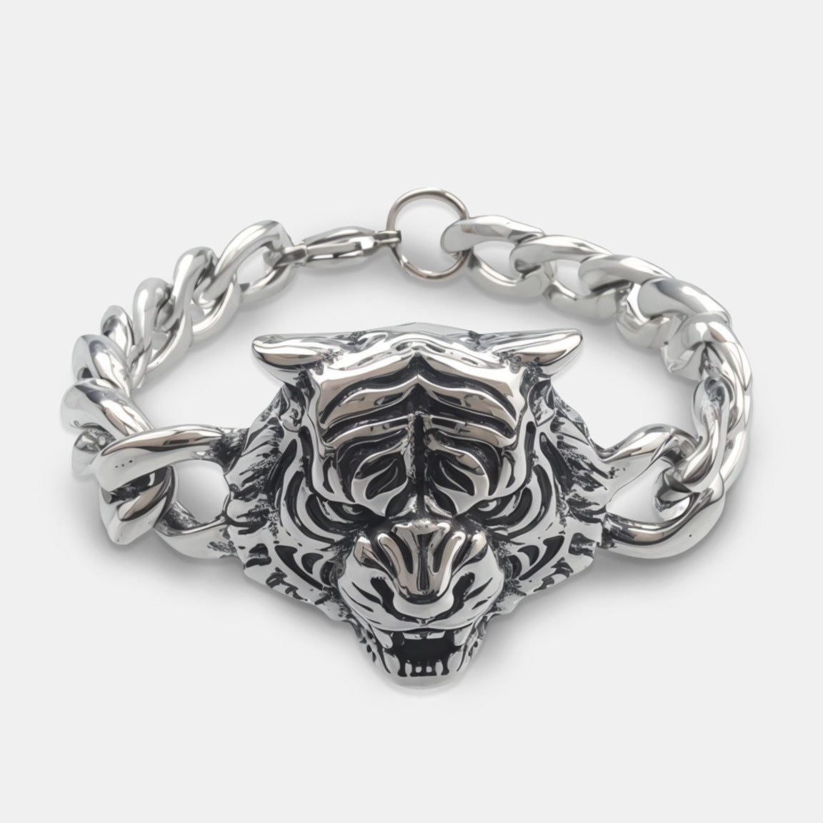 Wholesale Retro Five-pointed Star Flower Stainless Steel Cuban Punk Bracelet ACC-BT-Ruig001