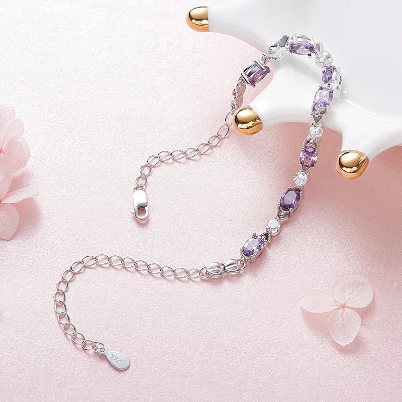Wholesale 925 Silver Amethyst Bracelet