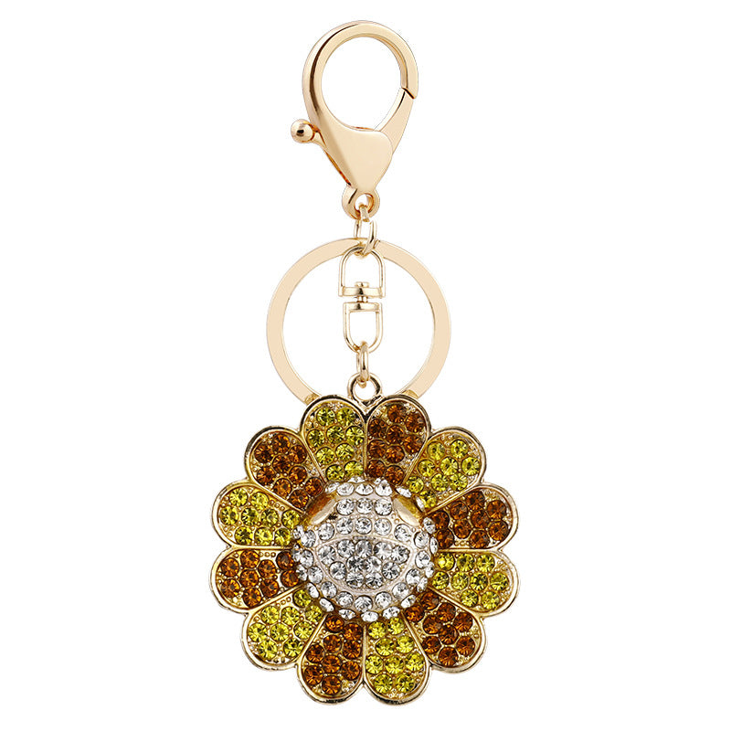 Wholesale Cartoon Colorful Rhinestone Sunflower Alloy Keychain ACC-KC-CH001