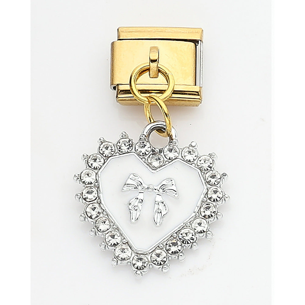 Wholesale 10pcs Italian Charm Bracelet 9mm DIY Splicing Strawberry Cherry Butterfly Love Stainless Steel Composable Bracelet