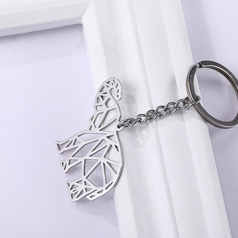 Wholesale 304 Stainless Steel Hollow Animal Pendant Hip Hop Keychain ACC-KC-GeXiang001