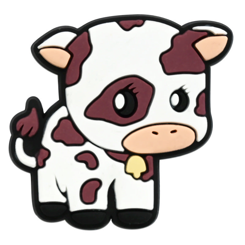 Random 100pcs Cute Cow PVC Soft Rubber Shoe Buckle Decoration ACC-SC-RYY067