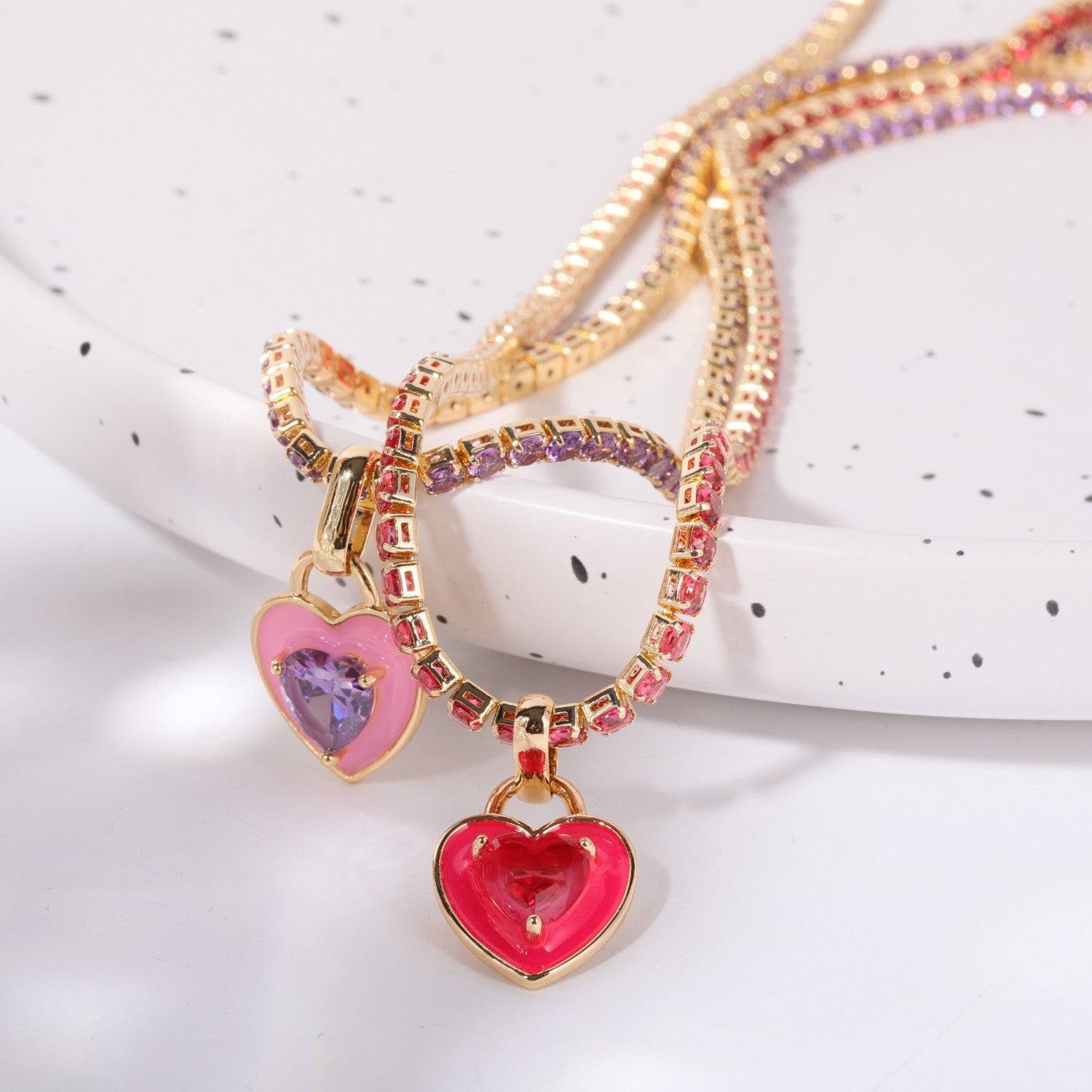 Wholesale titanium steel tennis chain colored zircon necklace emerald zircon light luxury necklace