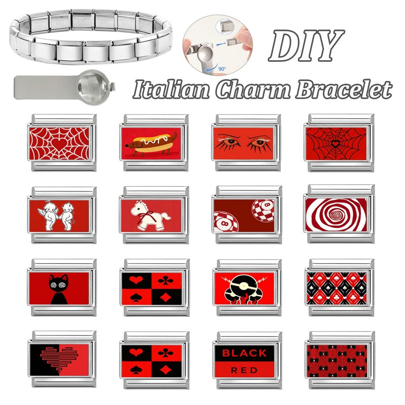 Wholesale DIY Modular Bracelet Eye Heart Charms Stainless Steel Electroplated Fashion Accessory Gift Idea