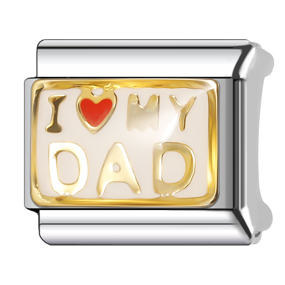 Wholesale Italian Charm Bracelet 9mm DIY Splicing Oil Drop Pattern Stainless Steel Composable Bracelet