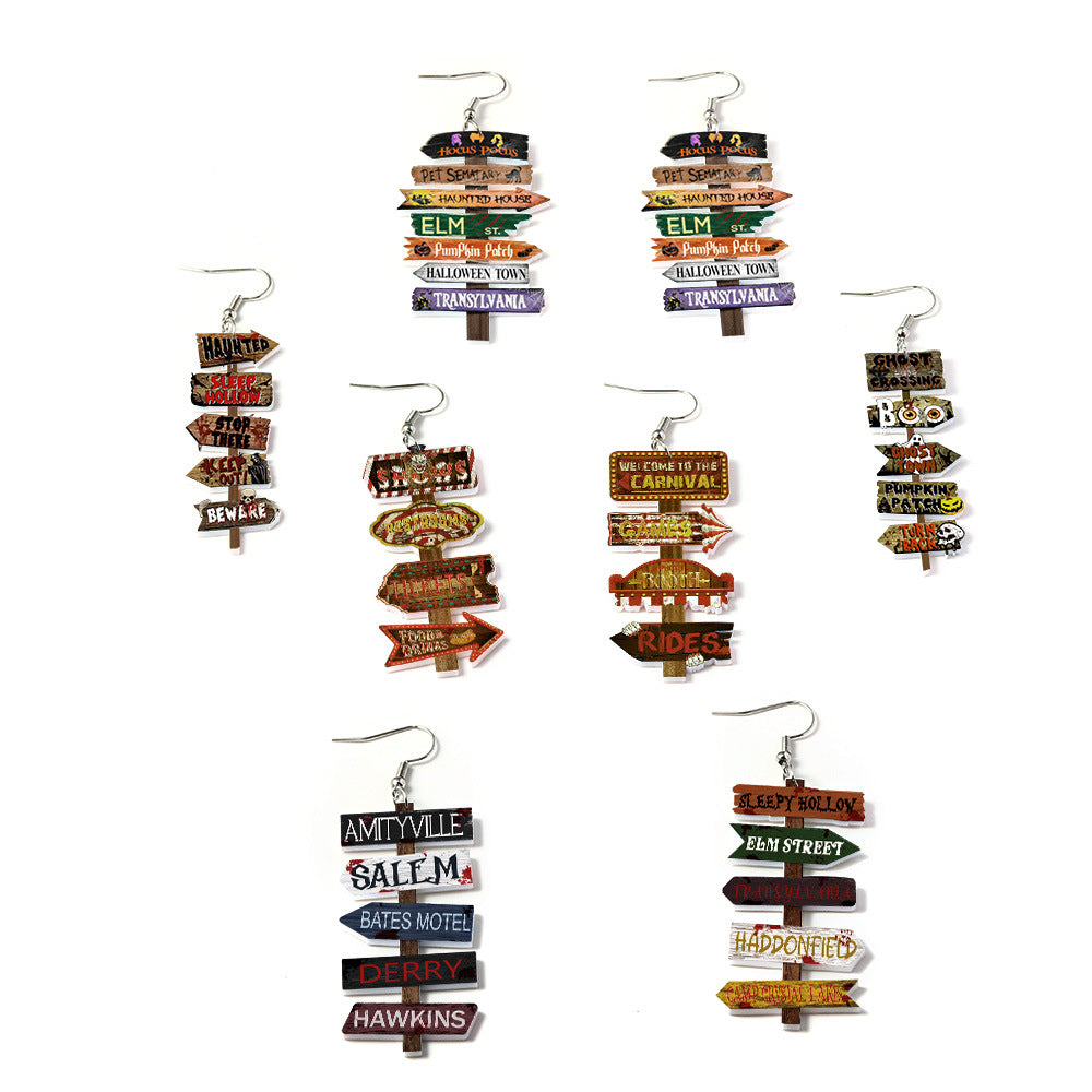 Wholesale  Acrylic Earrings  Road Sign Styling Earrings