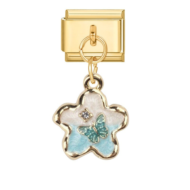 Wholesale Italian Charm Bracelet 9mm DIY Splicing Gold Pendant Stainless Steel Composable Bracelet