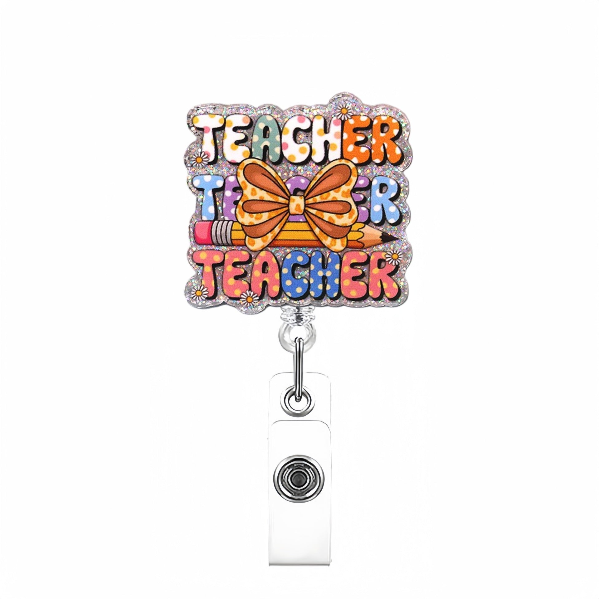Wholesale Stylish Glitter Retractable Badge Reel - Plastic Telescopic ID Card Holder for School,  Party Favor