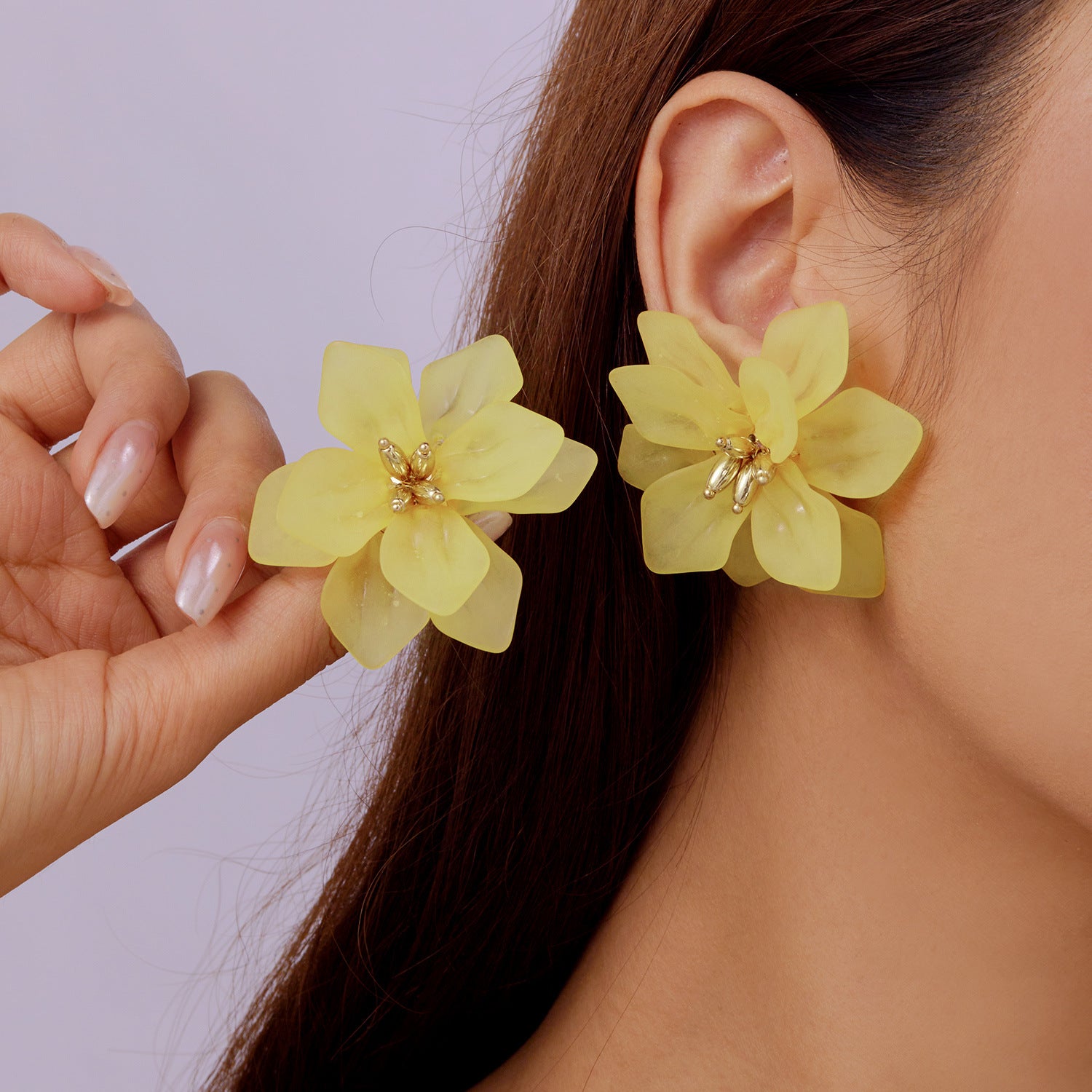Wholesale  exaggerated three-dimensional acrylic flower petal earrings
