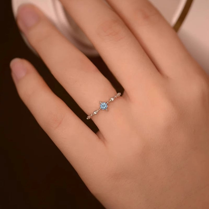 Wholesale Blue Snowflake Ring Women's Light Luxury  Ring