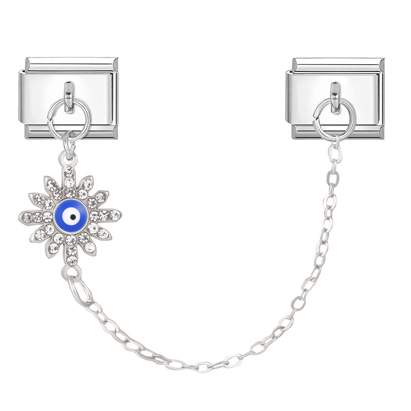 Wholesale 9mm Italian Charm Starter Bracelets DIY eyse double-pendant Creative Stainless Steel Composable Bracelet