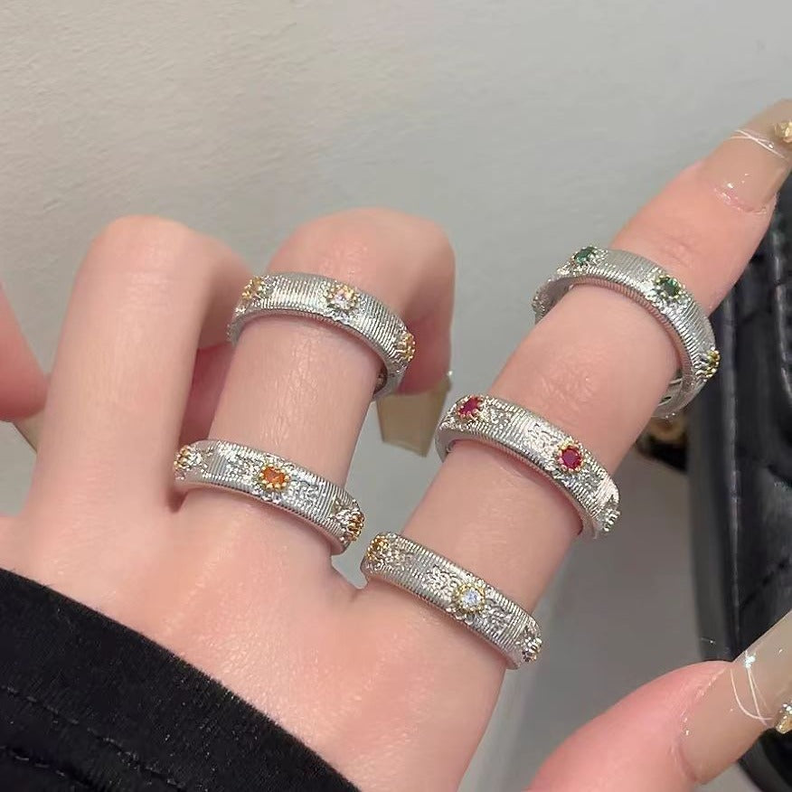 Wholesale Flower Brushed Vintage Rings ACC-RS-Qichuang004