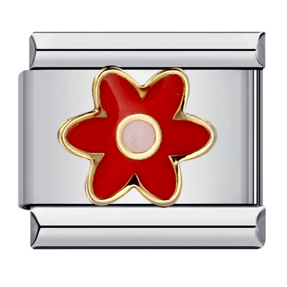 Wholesale Italian Charm Bracelet 9mm DIY Splicing Removable Red Element Stainless Steel Composable Bracelet