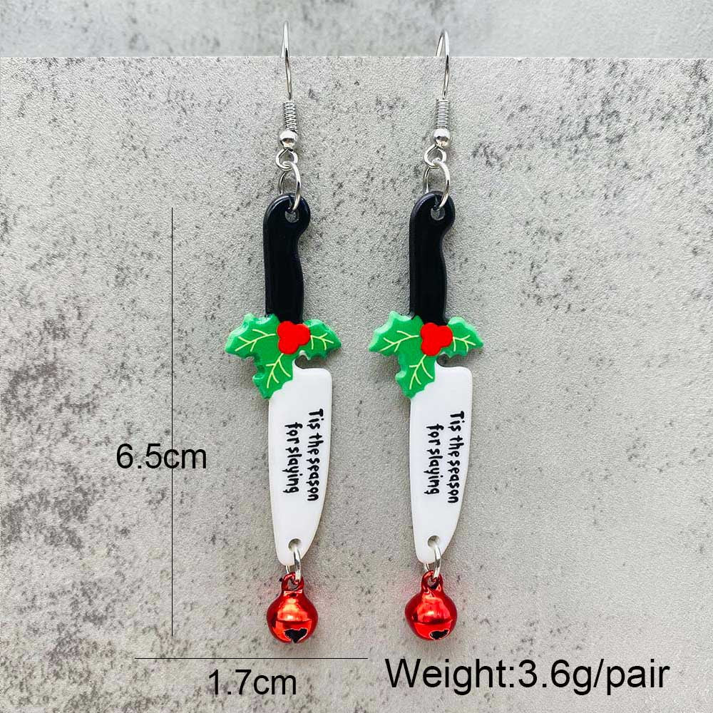 Wholesale Christmas Earrings Snowflake Elk Bell Christmas Dwarf Acrylic Double-Sided Printing Earrings