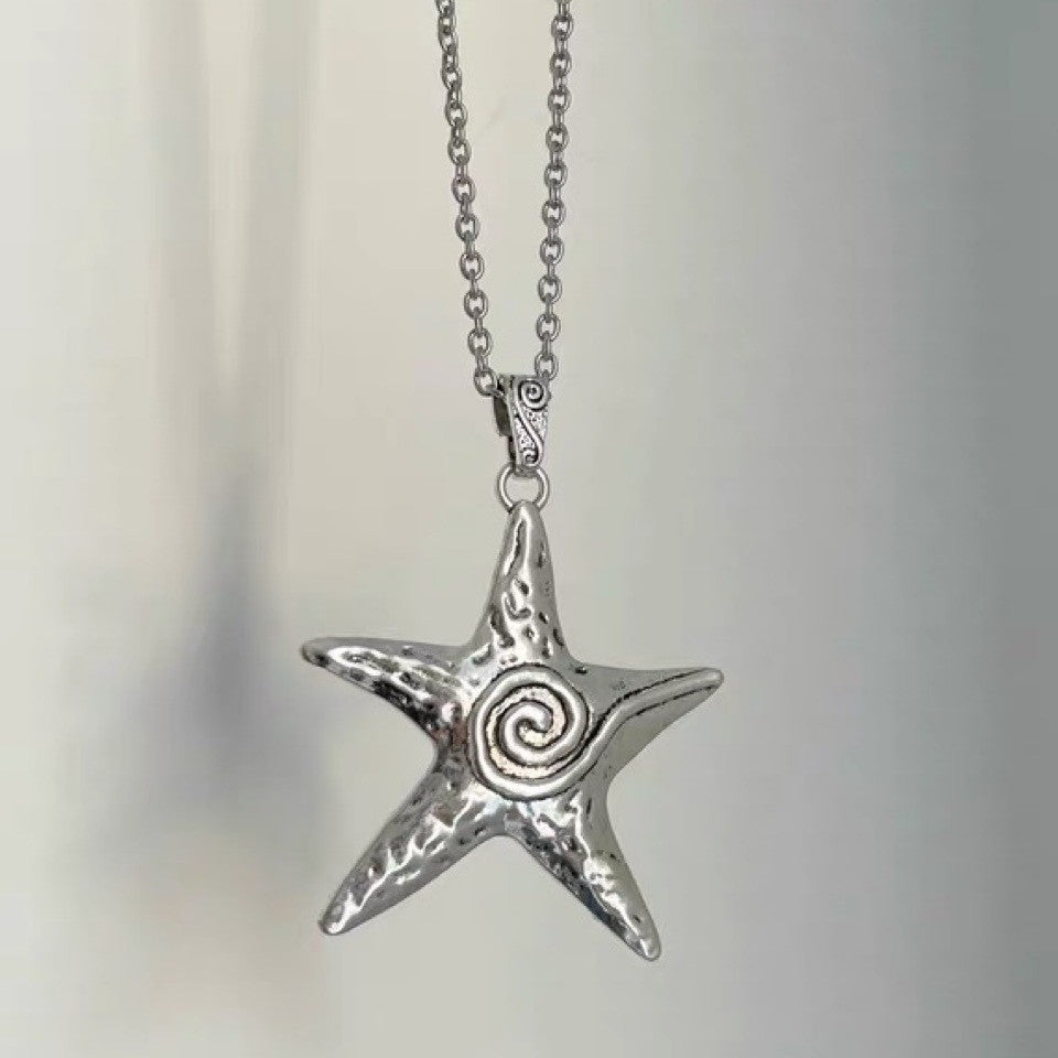 Wholesale Y2K Sweet Cool Sea Star Necklace Female Niche Retro Sweet Cool Spice Girl Style Sub-culture Ins Star Starfish Clavicle Chain