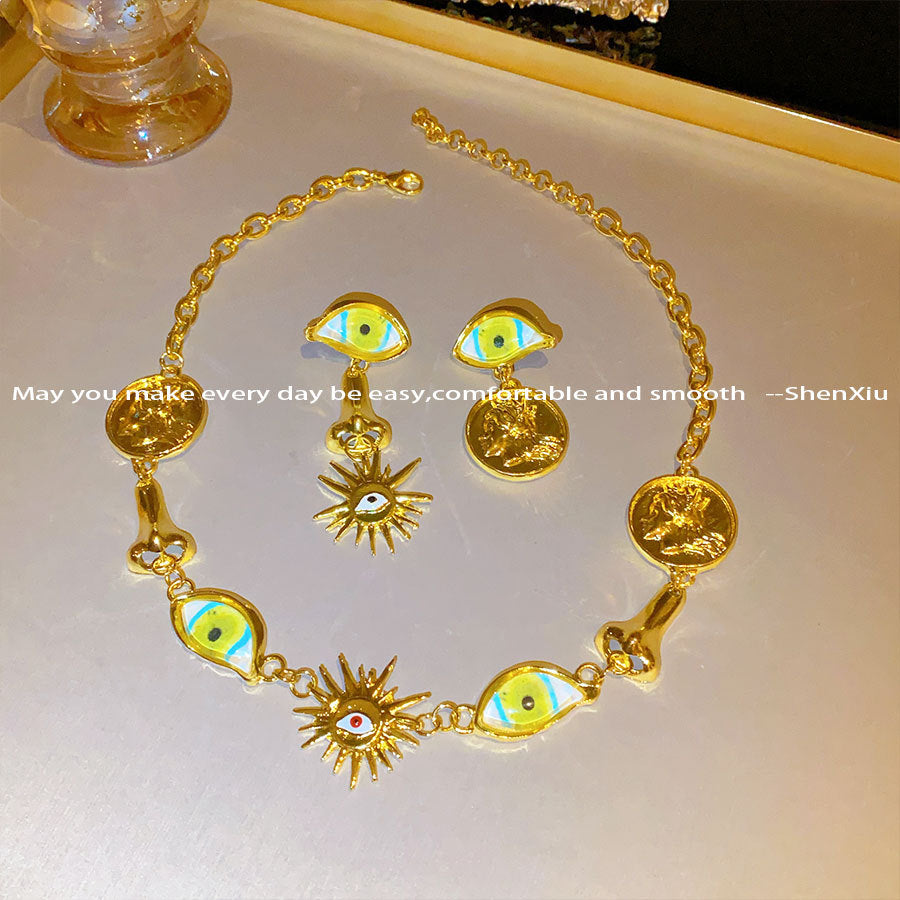 Wholesale Retro Funny Personality Ears Eyes Nose Multi-element Necklace