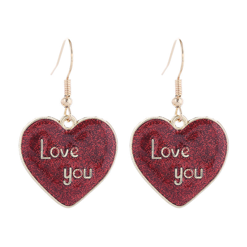 Wholesale Valentine's Day Dropping Oil Love Letter Envelope  Earrings